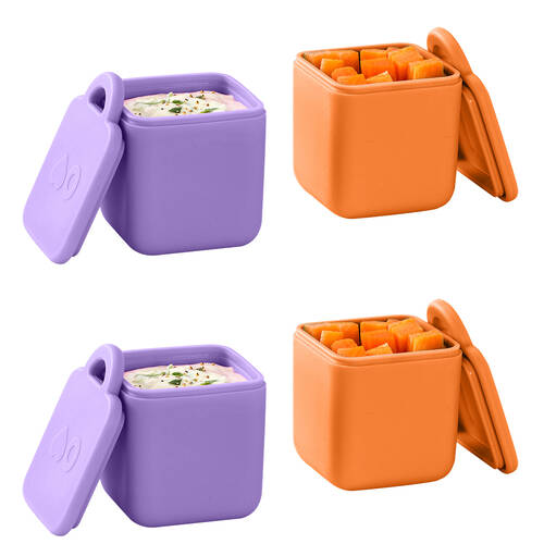2x 2pc Omie Omiedip Silicone Dip Containers Set 5.58x7.11x5.84cm Purple/Orange