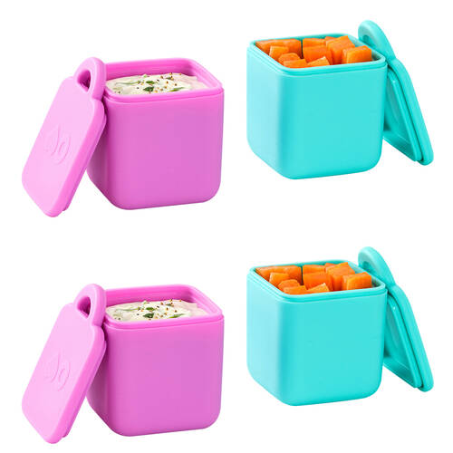 2x 2pc Omie Omiedip Silicone Dip Containers Set 5.58x7.11x5.84cm Pink/Teal