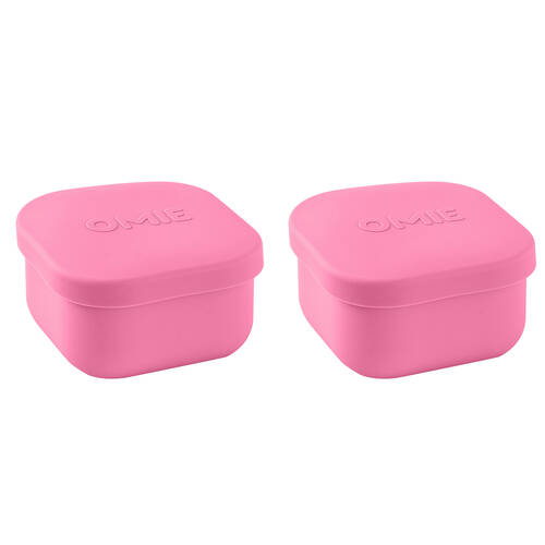 2PK Omie Omiesnack 280ml Silicone Container Lunch Box 5.58x9.65x8.89cm Pink