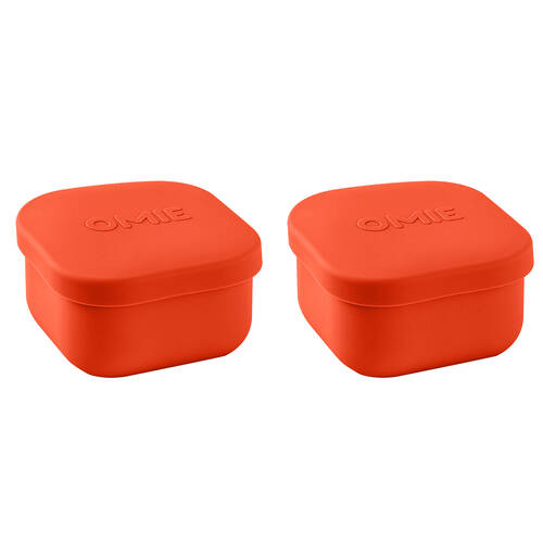 2PK Omie Omiesnack 280ml Silicone Container Lunch Box 5.58x9.65x8.89cm Red