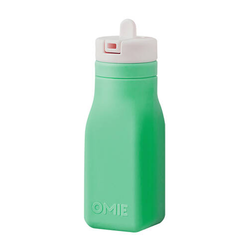 Omie Omiebottle Silicone Drink Bottle w/ Flip and Sip Straw 250ml Green
