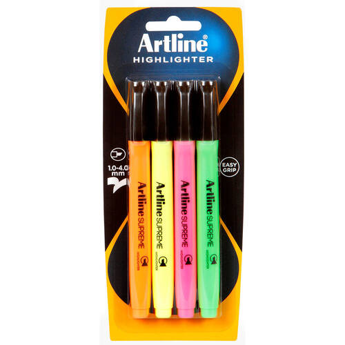 4pc Artline Supreme Highlighter Set - Assorted Colours