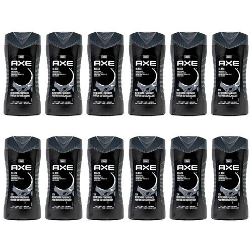 12PK Axe 3in1 Body/Face/Hair Wash 250ml Frozen Pear & Cedarwood - Black