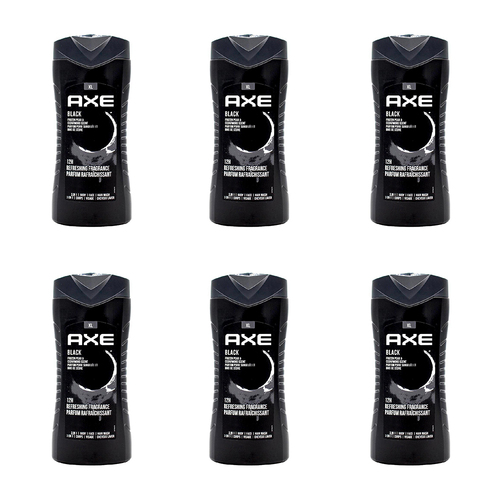 6PK Axe Black 3in1 Body Face Hair Wash 400ml For Men Frozen Pear & Cedarwood