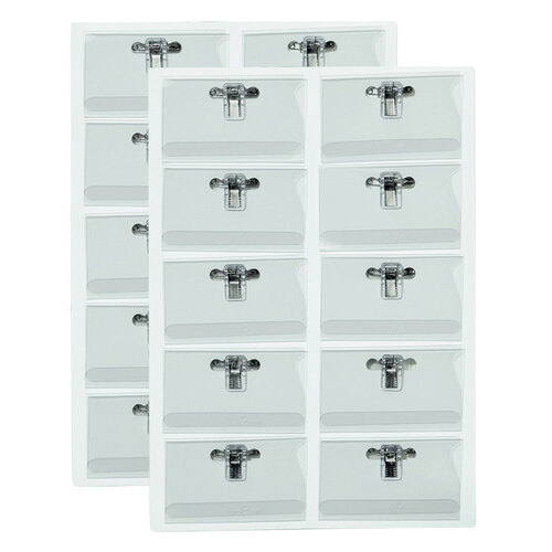 20PK Durable 9cm Name Badge Combi Clip & Inserts - Clear