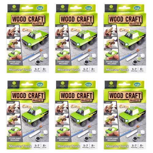 6PK Boyle Wood Craft Project Kit Monster Truck Kids DIY 8y+