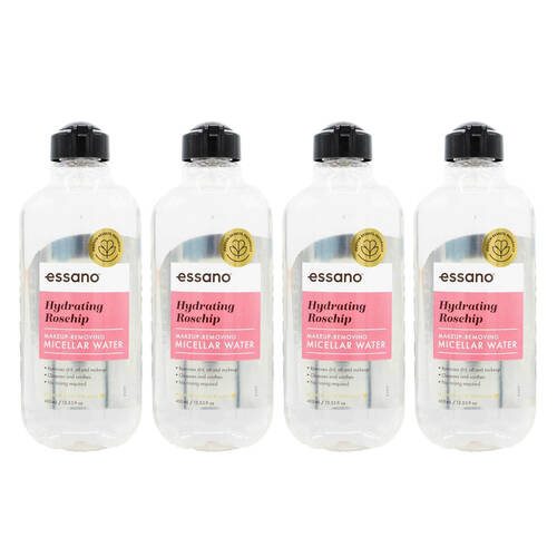 4PK Essano Makeup Removing Micellar Water Hydrating Rosehip Face Care 400ml