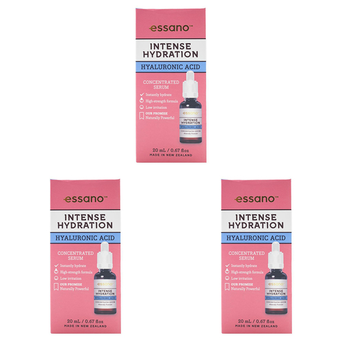 3PK Essano 20ml Concentrated Serum Hyaluronic Acid Intense Hydration Skin Care