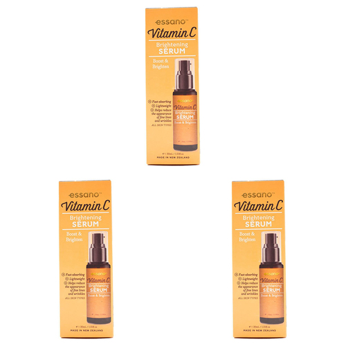 3PK Essano 30ml Brightening Serum Vitamin C Boost & Brighten