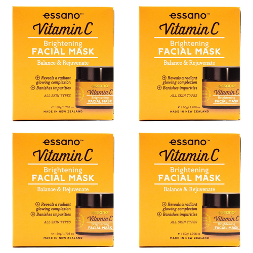 4PK Essano 50g Brightening Facial Mask Vitamin C Balance & Rejuvenate