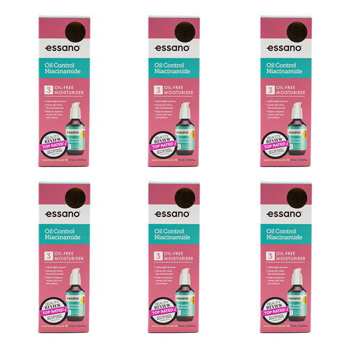 6PK Essano Oil Control Niacinamide Oil Free Moisturiser 75ml