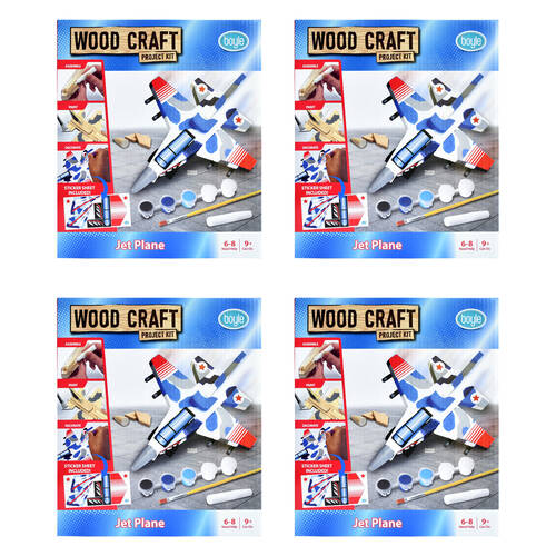 4PK Boyle Wood Craft Project Kit Jet Plane Kids DIY 9y+