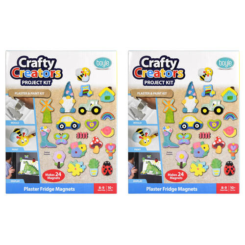 2PK Boyle Crafty Creators Plaster & Paint Kit Fridge Magnets Kids DIY Craft 10+