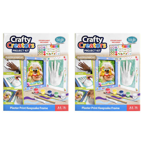 2PK Boyle Crafty Creators Plaster Print Keepsake Frame Project Kit Kids DIY 10+