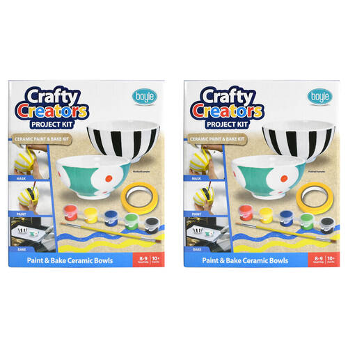 2PK Boyle Crafty Creators Ceramic Paint & Bake Bowls Project Kit Kids DIY 10y+