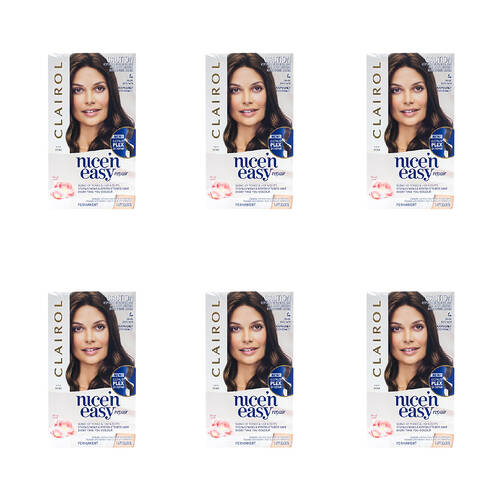 6PK Clairol Permanent Hair Colour Nice N Easy Floral Scent - 4 Dark Brown