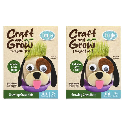 2PK Boyle Craft & Grow Project Kit Growing Grass Hair w/ Seeds Kids Activity 7+