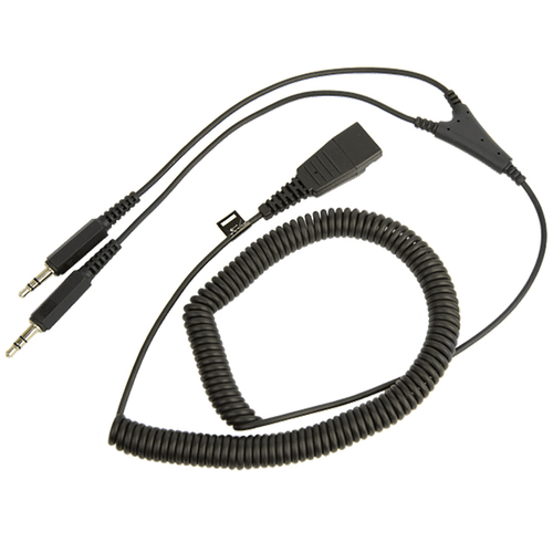 Jabra QD To PC Curly Cord w/ Dual 3.5mm 2m