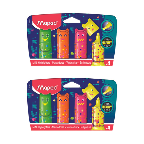 8pc Maped Pixel Party Fun Animal Inspired Highlighters