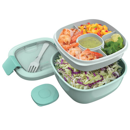 Bentgo All-In-One Salad Container Lunch Box 18.3x17.8x10.5cm Coastal Aqua