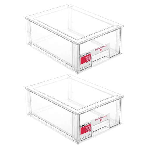 2PK Boxsweden Crystal Stackable Organiser Drawer 35 x 25 x 13.5cm