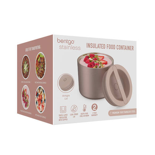 Bentgo Stainless Steel Insulated 560ml Food Container 13x10.4cm Rose Gold