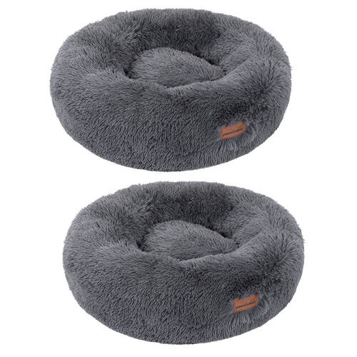 2PK Paws & Claws 50cm x 50cm Small Calming Plush Bed - Grey