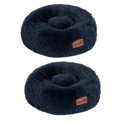 2PK Paws & Claws 50cm x 50cm Small Calming Plush Bed - Navy