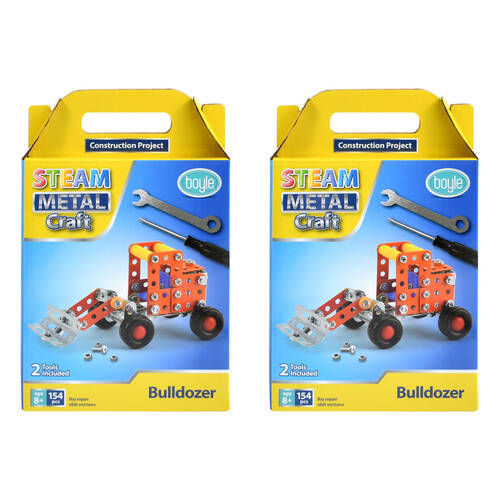 2x 154pc Boyle STEAM Metal Craft Construction Kit Bulldozer Kids Build Toy 8y+