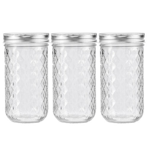 3PK Lemon & Lime 350ml Quilted Glass Conserve Jar