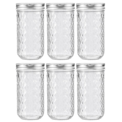6PK Lemon & Lime 350ml Quilted Glass Conserve Jar