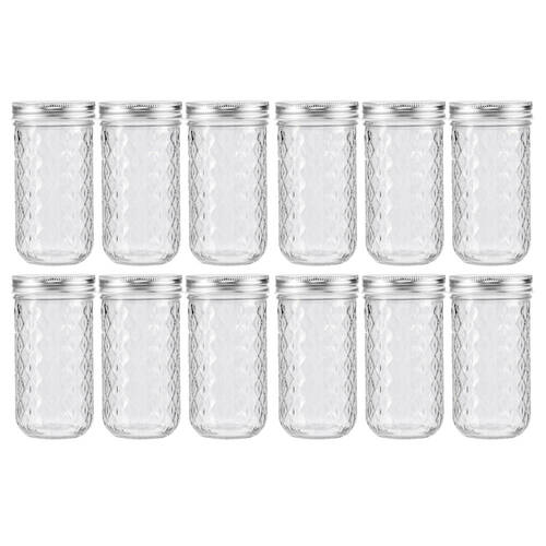 12PK Lemon & Lime 350ml Quilted Glass Conserve Jar