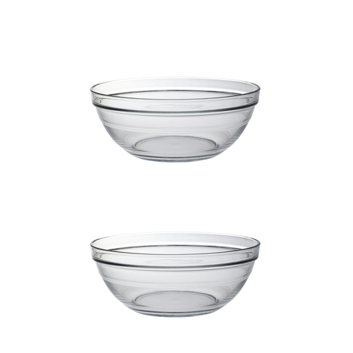 2x Duralex Lys 20.5cm/1.59L Stackable Glass Bowl - Clear