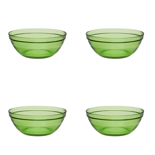 4PK Duralex Gigogne 20.5cm/1.59L Stackable Glass Bowl - Green