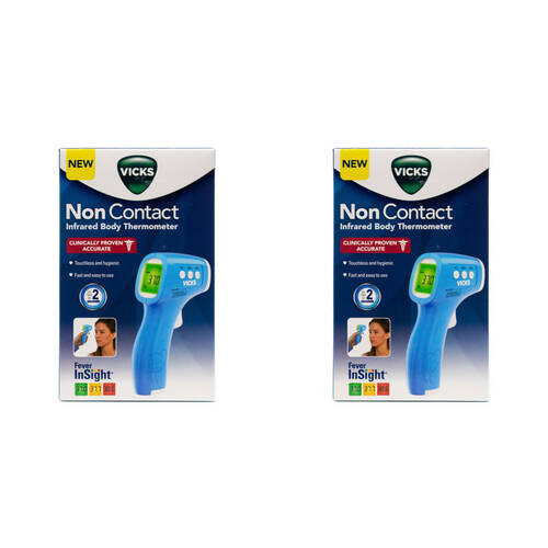 2PK Vicks Non-Contact Infrared Body Digital Thermometer 4.4x14cm - Blue