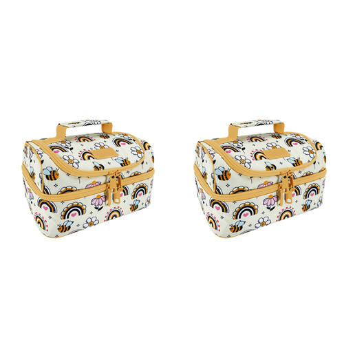2PK Sachi Style 235 Insulated Double Decker Lunch Bag 25.5x17x14cm Busy Bees