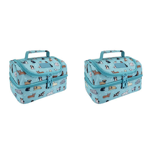 2PK Sachi Style 235 Insulated Double Decker Lunch Bag 25.5x17x14cm Puppy Dogs