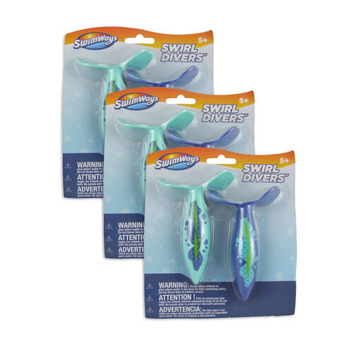 3x 3pc Swimways Diving Sinkable Swirl Divers Kids Pool Swimming Toy 5y+