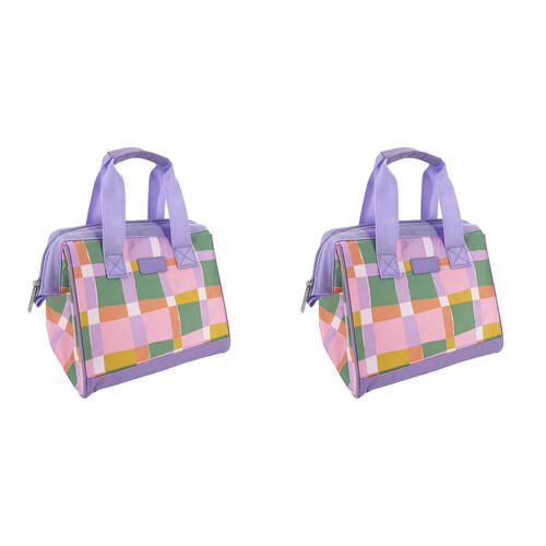 2PK Sachi Style 34 Insulated Leak-Proof Lunch Bag 24x17x22cm Pastel Checks