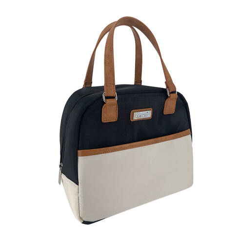Sachi Style 237 Insulated Plain Cali Lunch Bag 24.5x14.5x22.5cm Black/Cream