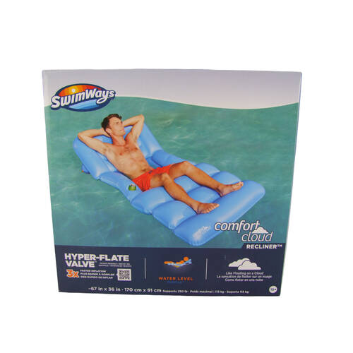 Swimways Comfort Cloud Recliner Inflatable Floating Pool Bed Raft 170x91cm
