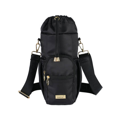 Sachi Deluxe Crossbody Insulated Bottle Bag w/ Adjustable Strap Black