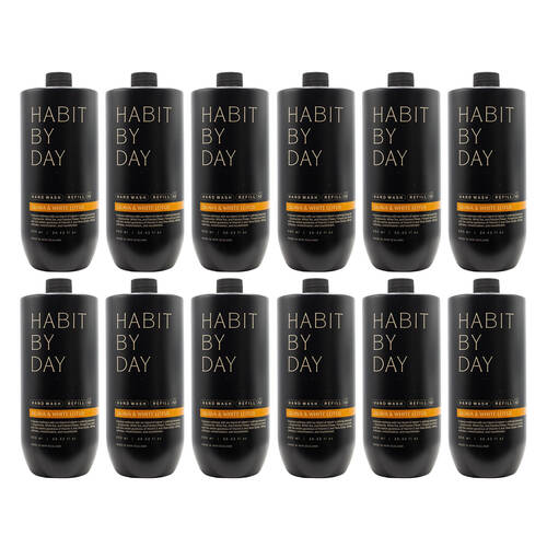 12PK Habit By Day 900ml Hand Wash Refill Guava & White Lotus Liquid Soap