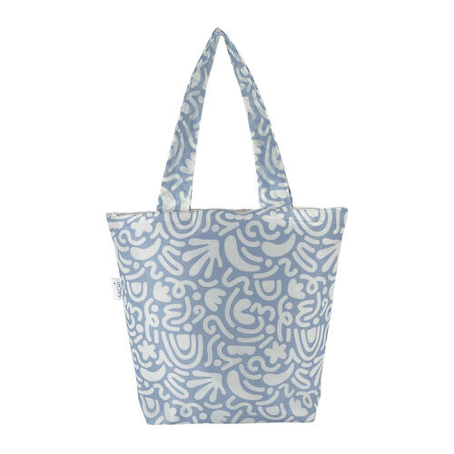 Sachi Insulated Market Tote Grocery Carry Bag 27x15x38cm Blue Squiggles