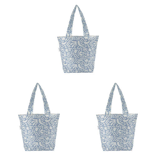 3PK Sachi Insulated Market Tote Grocery Carry Bag 27x15x38cm Blue Squiggles