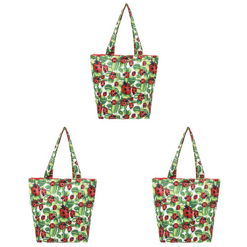 3PK Sachi Insulated Market Tote Groceries Carry Bag 27x15x38cm Lady Bug
