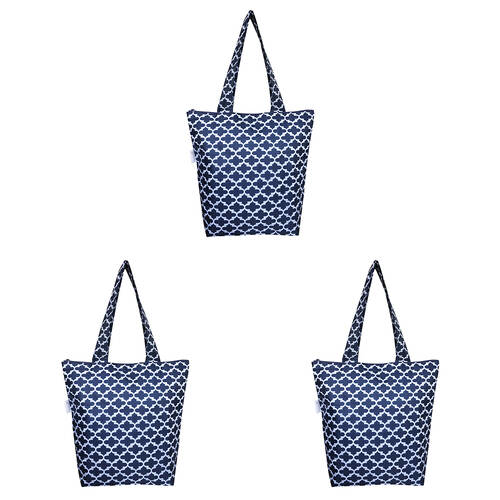 3PK Sachi Insulated Market Tote Grocery Carry Bag 27x15x38cm Moroccan Navy