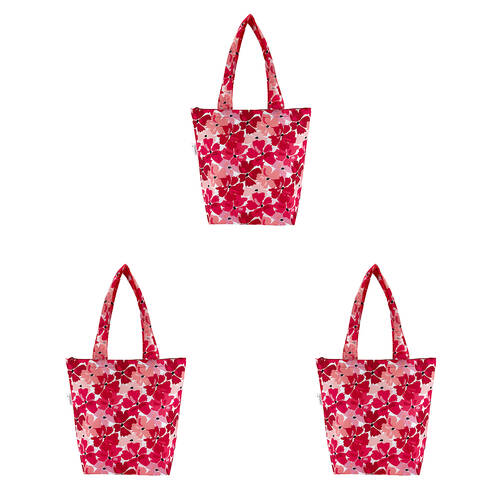3PK Sachi Insulated Market Tote Grocery Carry Bag 27x15x38cm Red Poppies