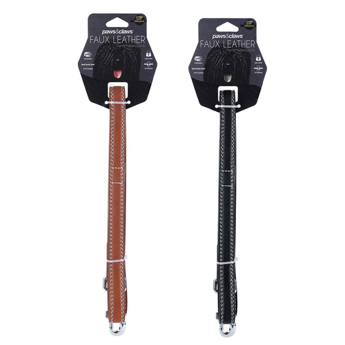 2PK Paws & Claws 120cm Leather Look Padded Dog Lead w/ Stitch - Assorted