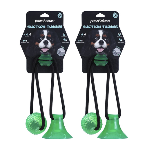 2PK Paws And Claws Suction Tugger Large Dog Chew Toy 